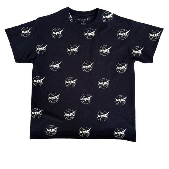 Buzz Aldrin NASA Logo Graphic Print T-Shirt‎ Space Theme Short Sleeve L - Picture 1 of 3